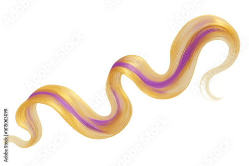 Blond and purple hair lock flowing on transparent background, perfect for beauty and hair care products