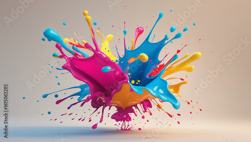 Abstract Ink Splash with Vibrant Colors