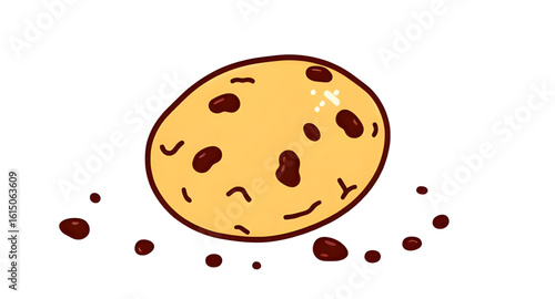 Chocolate cookie, Cookie illustration, Sweet snack, Homemade cookie, Crispy cookie, Soft cookie, Round cookie, Cookie with chips, Cookie clipart, Cookie art, Bakery icon, Chocolate treat, Cookie textu