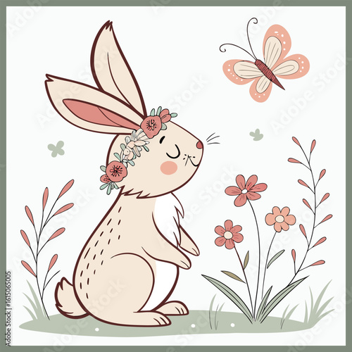 Adorable watercolor rabbit illustration