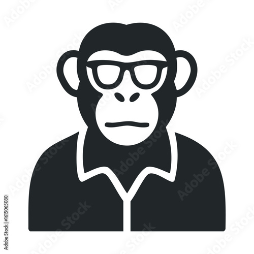 Stylized monkey icon with glasses and shirt illustrating cool attitude