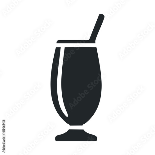 Silhouette of a cocktail glass with straw icon in black and white