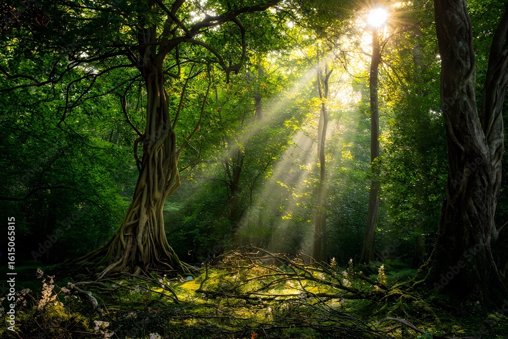 Fototapeta premium Sunbeam in Tropical Rain forest