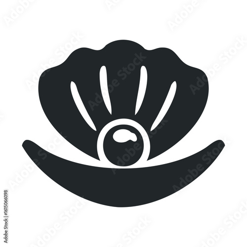 Silhouette of pearl in oyster shell icon design