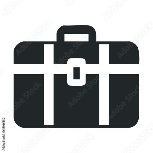 Black briefcase icon with secure fastening