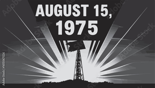 Vintage cityscape time lapse: an old industrial power rig silhouette against a high-rise city, symbolizing the enduring energy of business and construction