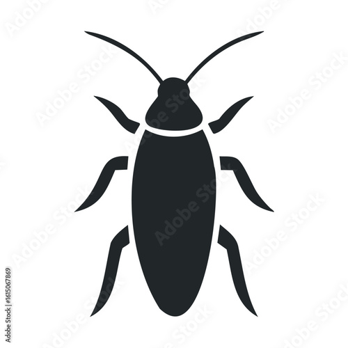 Black cockroach icon silhouette on white background