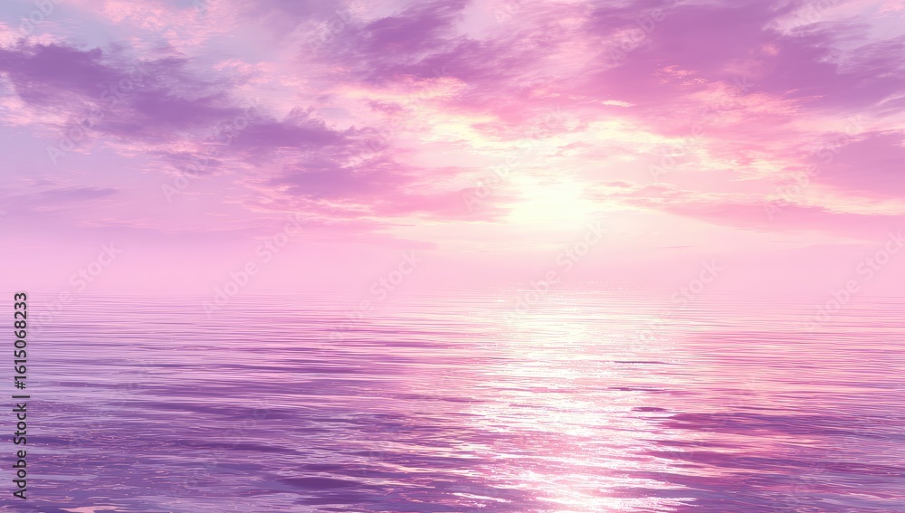 Obraz premium Pastel pink sunset over tranquil water