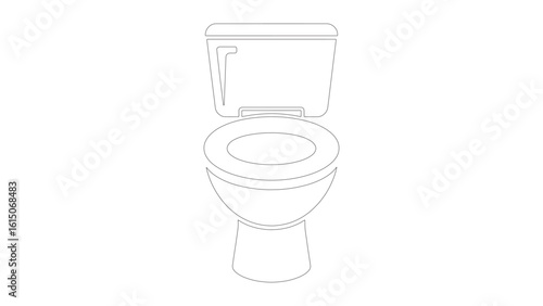 Toilet Bowl Line Art Illustration on Transparent Background for Restroom and Plumbing Designs