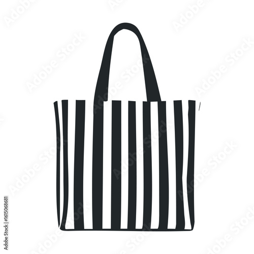 Black and white striped tote bag with minimalist design and sturdy handles