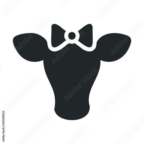 Silhouette of cow head with bow tie icon