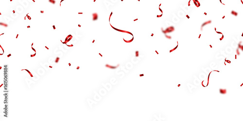 Luxury red confetti background, zigzag down for celebration. Vector illustration of festive decoration.