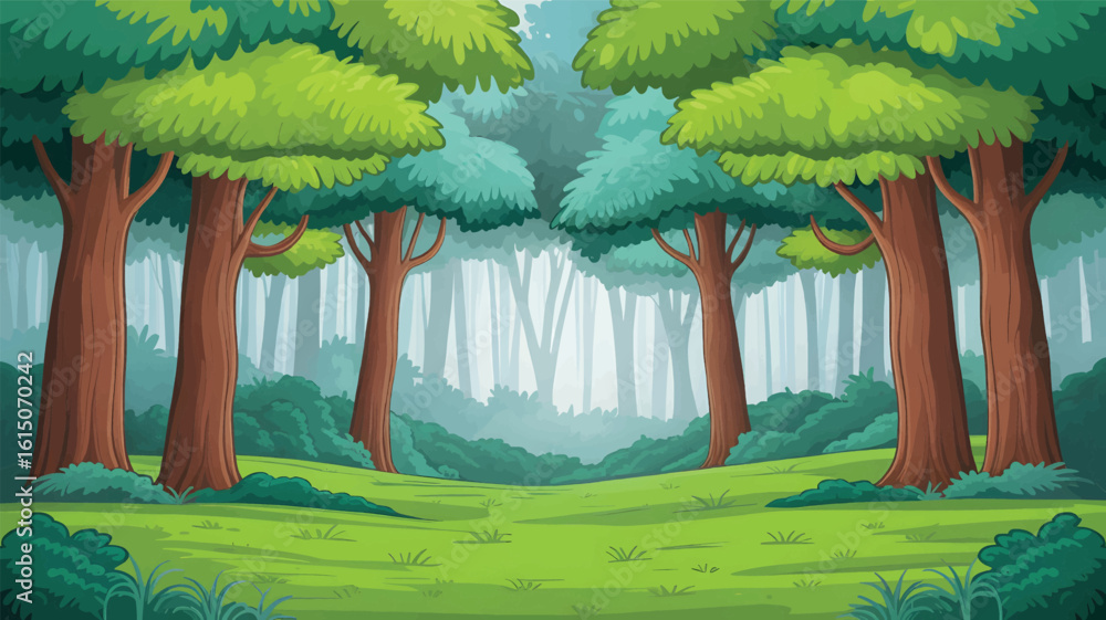 Fototapeta premium landscape with green grass and trees