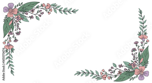 Delicate Floral Corner Frame Elements