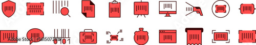 Barcode Filled Color Icon Pack. Minimalistic Linear Pictogram for Web and Graphic Design, Apps, Banners, Social Network and Cards