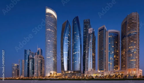 Fototapeta Naklejka Na Ścianę i Meble -  Coastal city skyline at twilight