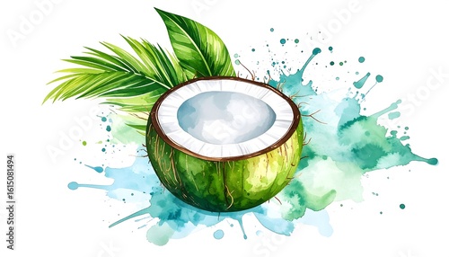 Watercolor coconut illustration