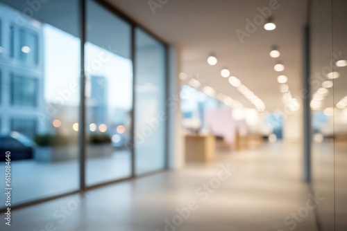 Blurred Office Interior Background Suitable For Website Banner, Corporate Presentation Or Advertising Campaign
