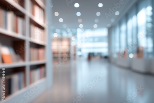 Wallpaper Mural Blurred Background of Modern Library Interior with Light and Bookshelves for Creative Website Banner or Professional Presentation Use Torontodigital.ca