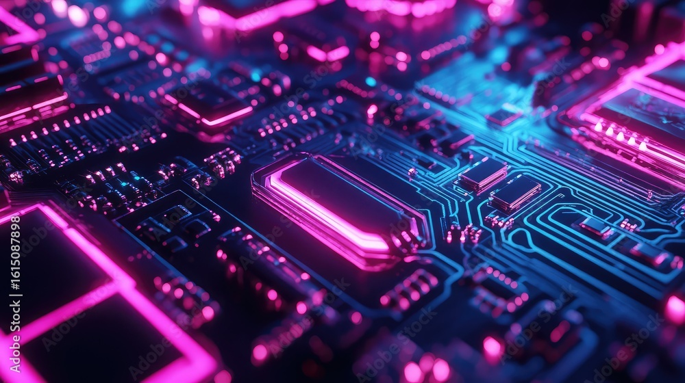 Obraz premium led pulsating electronic board