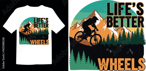 The Mountains Are Calling Bike Jump Illustration for T-Shirt Design