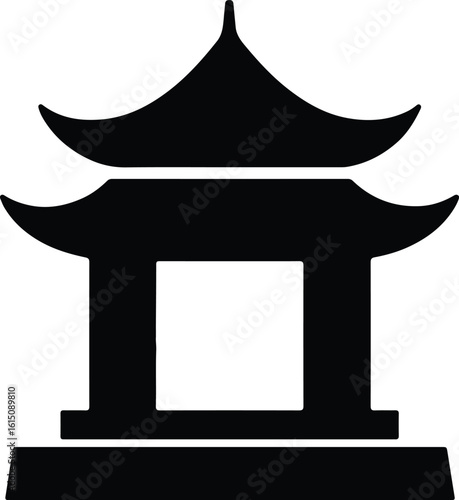 Silhouette of Asian temple architecture symbol vector illustrator