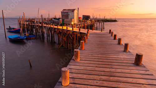 Old fishing harbour - Carrasqueira Comporta Palafítico Pier - The Carrasqueira Comporta Palafítico Pier is a place known as an architectural masterpiece. Travel concept.