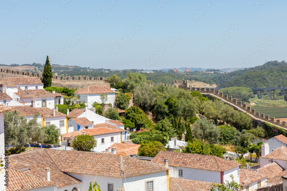 Obraz premium Obidos Castle and Historic Village Rooftops