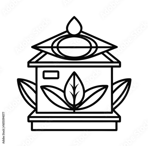 Traditional japanese matcha tea ceremony box illustration
