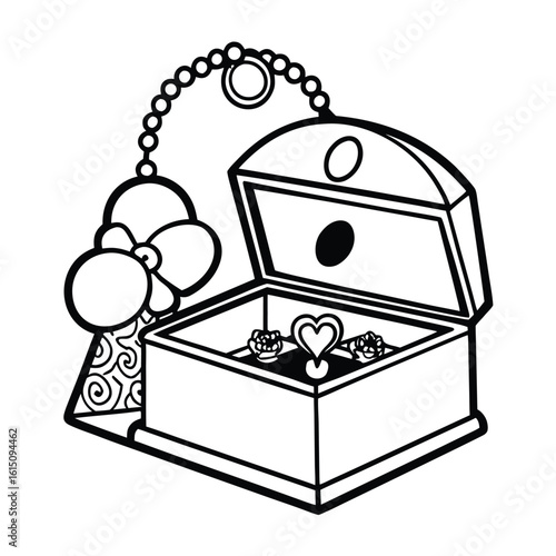 black and white jewelry box with heart clip art preview