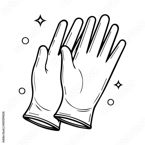 Protective Medical Gloves Vector Illustration in Clean Line Art Style