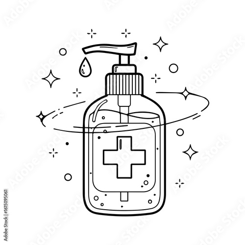 Hand Sanitizer Bottle Vector Illustration with Clean and Medical Theme