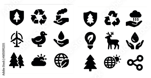 set of vector silhouettes of plants