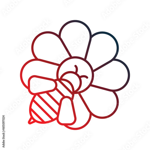 bee gradient outline icon with white background vector stock illustration