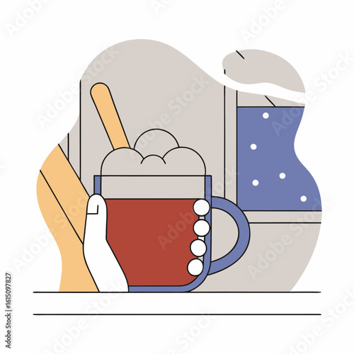 Mulled Apple Cider in Glass Mug with Cinnamon Stick