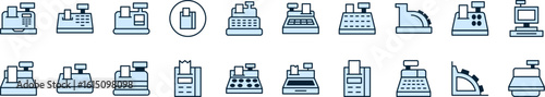 Typewriter Filled Color Icon Set. Minimalistic Linear Pictogram for Web and Graphic Design, Apps, Banners, Social Network and Cards