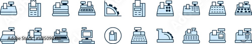 Set of Filled Color Icons of Typewriter. Minimalistic Linear Pictogram for Web and Graphic Design, Apps, Banners, Social Network and Cards