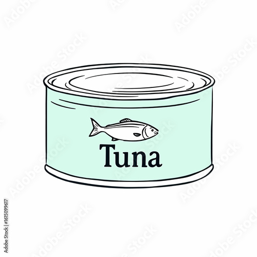 Delicious canned tuna with fish illustration for healthy balanced meal prep or creative food designs