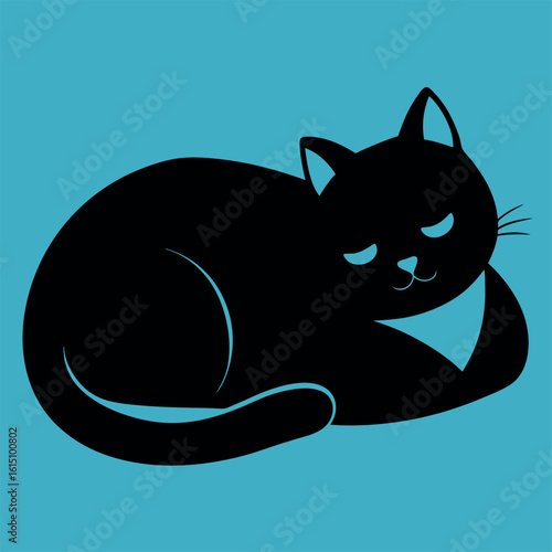 black cat lying bed dozing off eyes closed