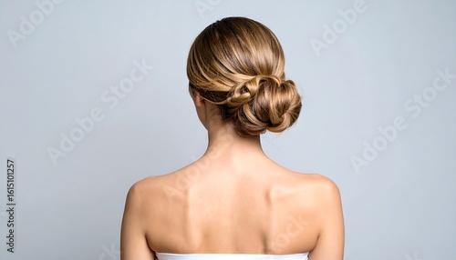 Woman's back with elegant updo hairstyle