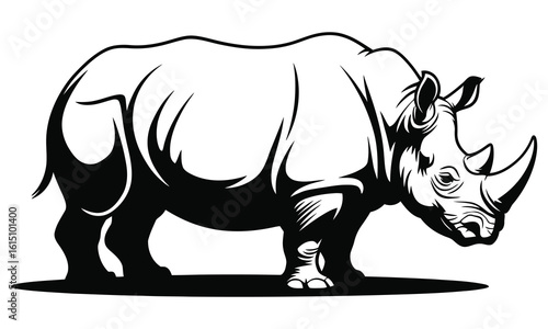 rhino on white background