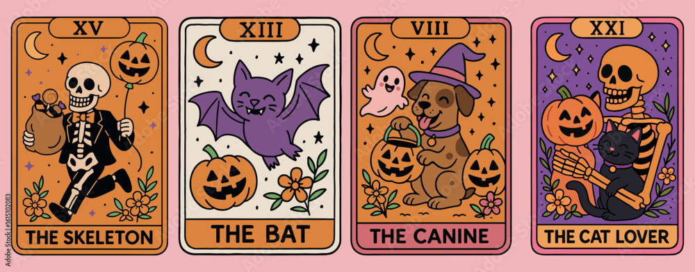 Obraz premium Halloween Tarot Card Set Vector music party