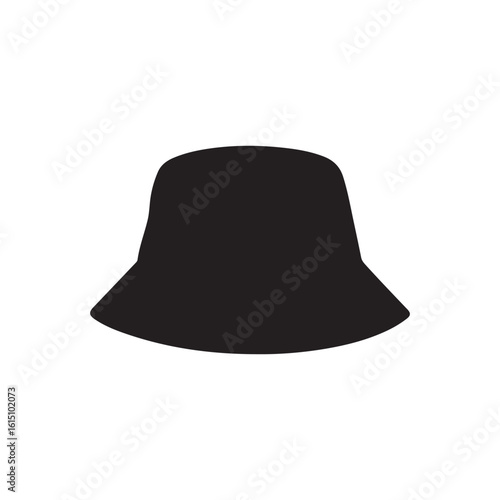 Black bucket hat silhouette vector flat illustration design on white background