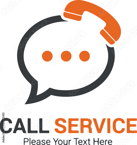 Call service design with speech bubble and telephone handset