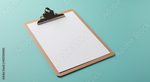 Blank Clipboard on Aqua Background Perfect for Presentations  Notes