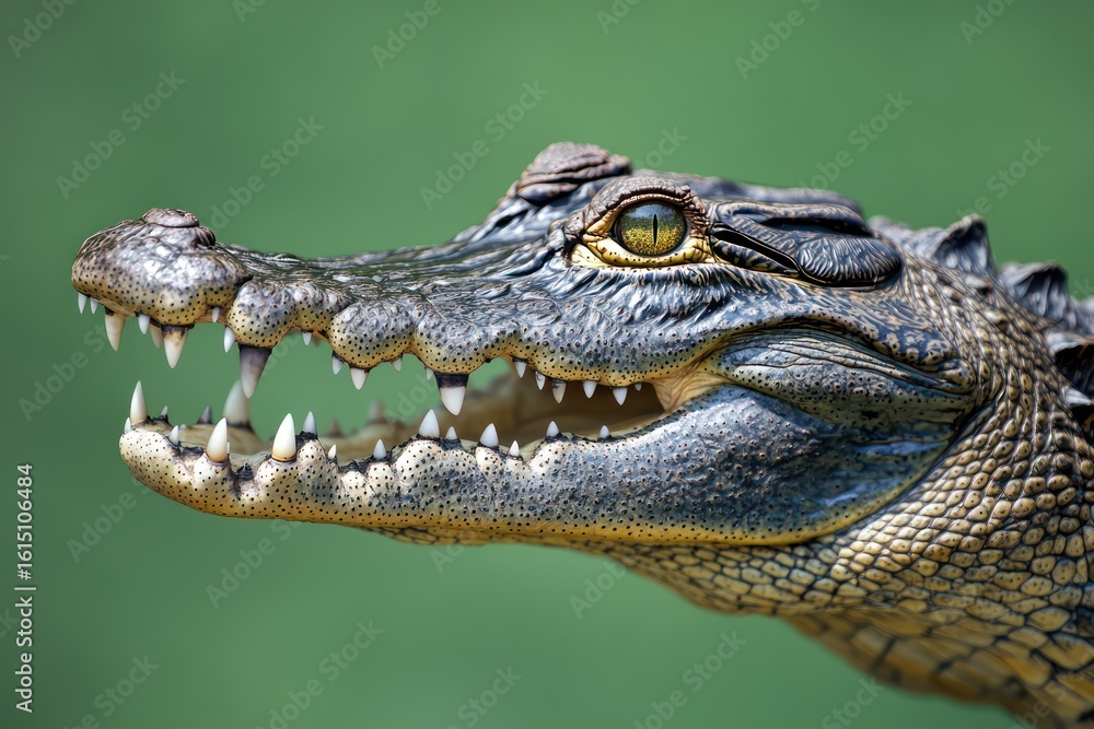 Fototapeta premium Aggressive crocodile with sharp teeth exposed