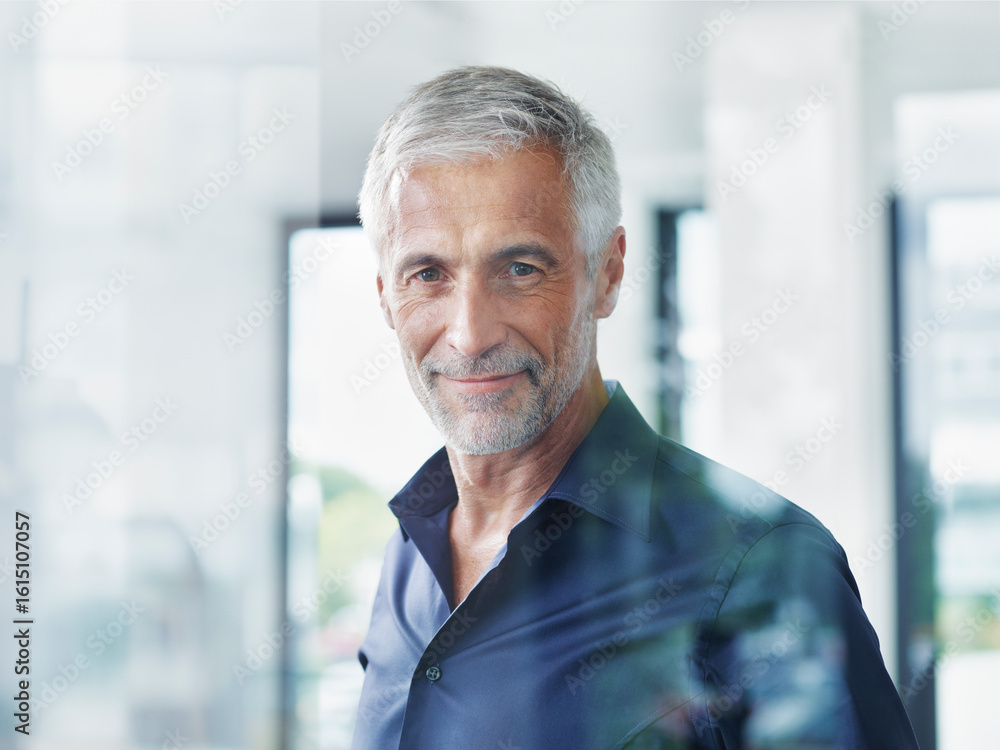 Smiling mature businessman with gray hair Smiling mature businessman with gray hair