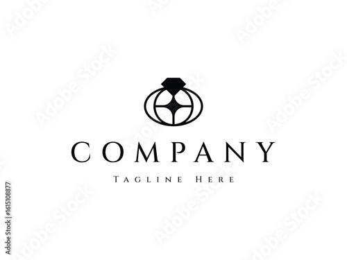 luxury and minimal diamond ring star logo design