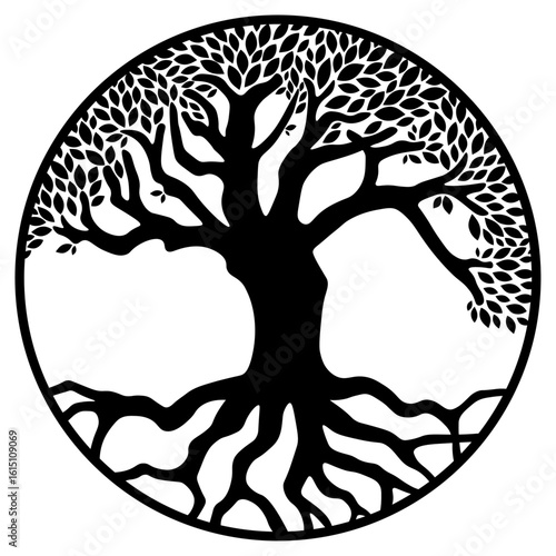 celtic tree of life black isolated vector 
