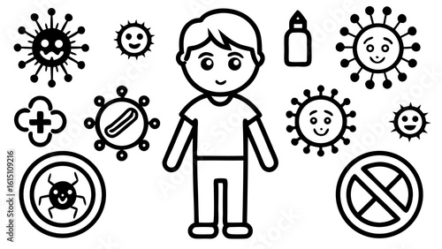 Vector of Child Protected from Viruses and Bacteria - Health and Science